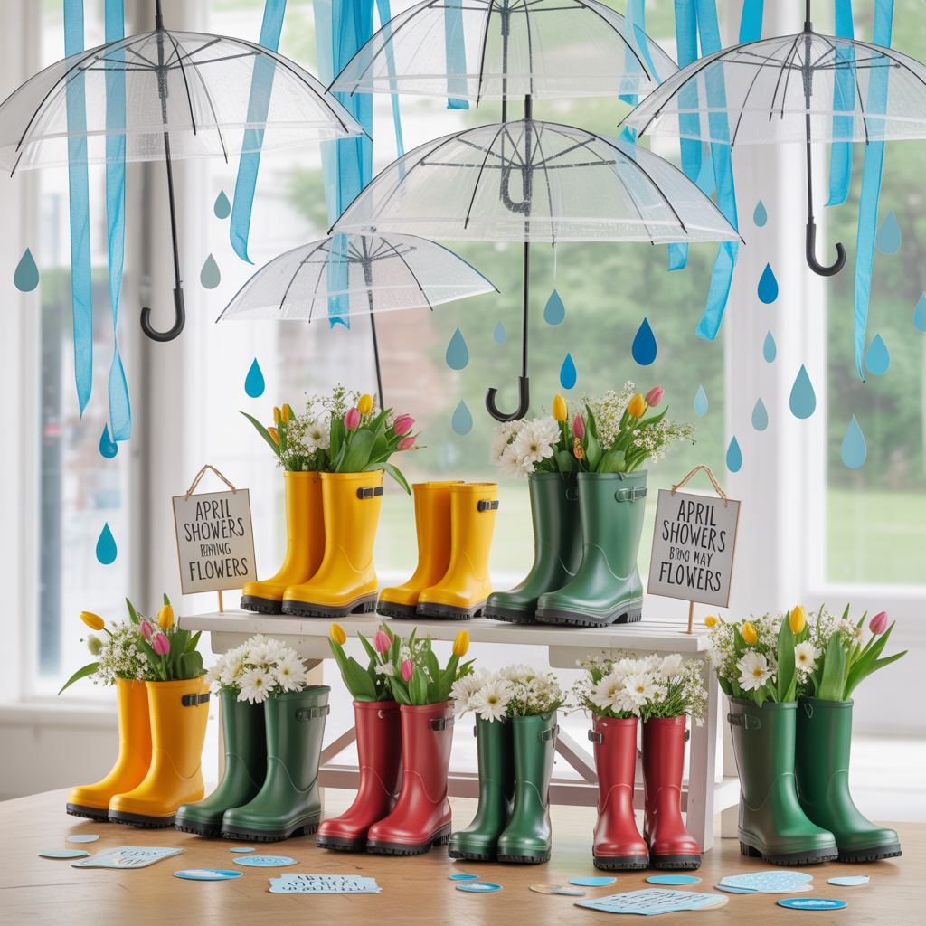 Spring Window Display: 16 Stunning Ideas to Attract Customers and Celebrate the Season 4 Rain Boots and Umbrellas Delight