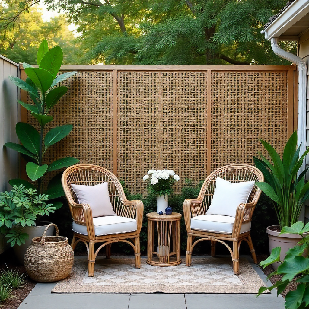 Boho Garden Fence: 14 Stunning Ideas to Bring Free-Spirited Charm to Your Outdoor Space 7 Rattan and Wicker Fence Accents