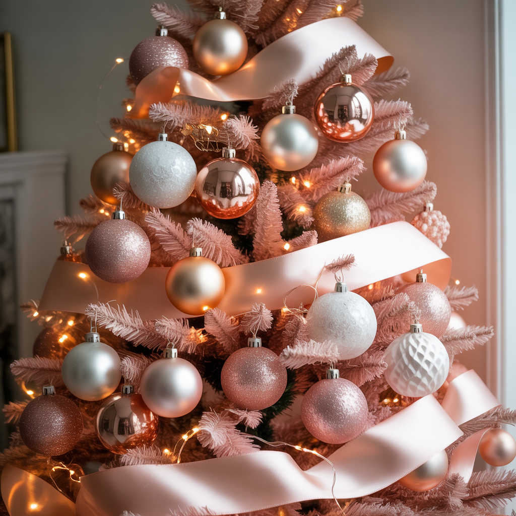 Christmas Tree Color Schemes :15 Beautiful ideas You’ll Want to Try This Year 6 Rose Gold and Blush Pink Dream