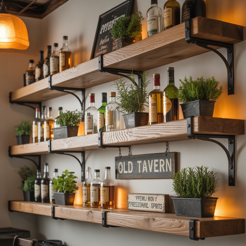 Rustic Wooden Shelves for Farmhouse Charm