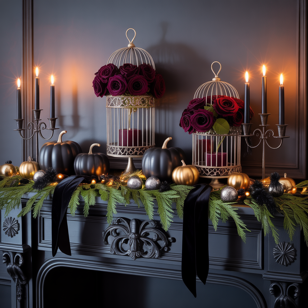 Gothic Mantel :16 Hauntingly Beautiful Ideas to Elevate Your Darkly Romantic Home 12 Seasonal Gothic Décor