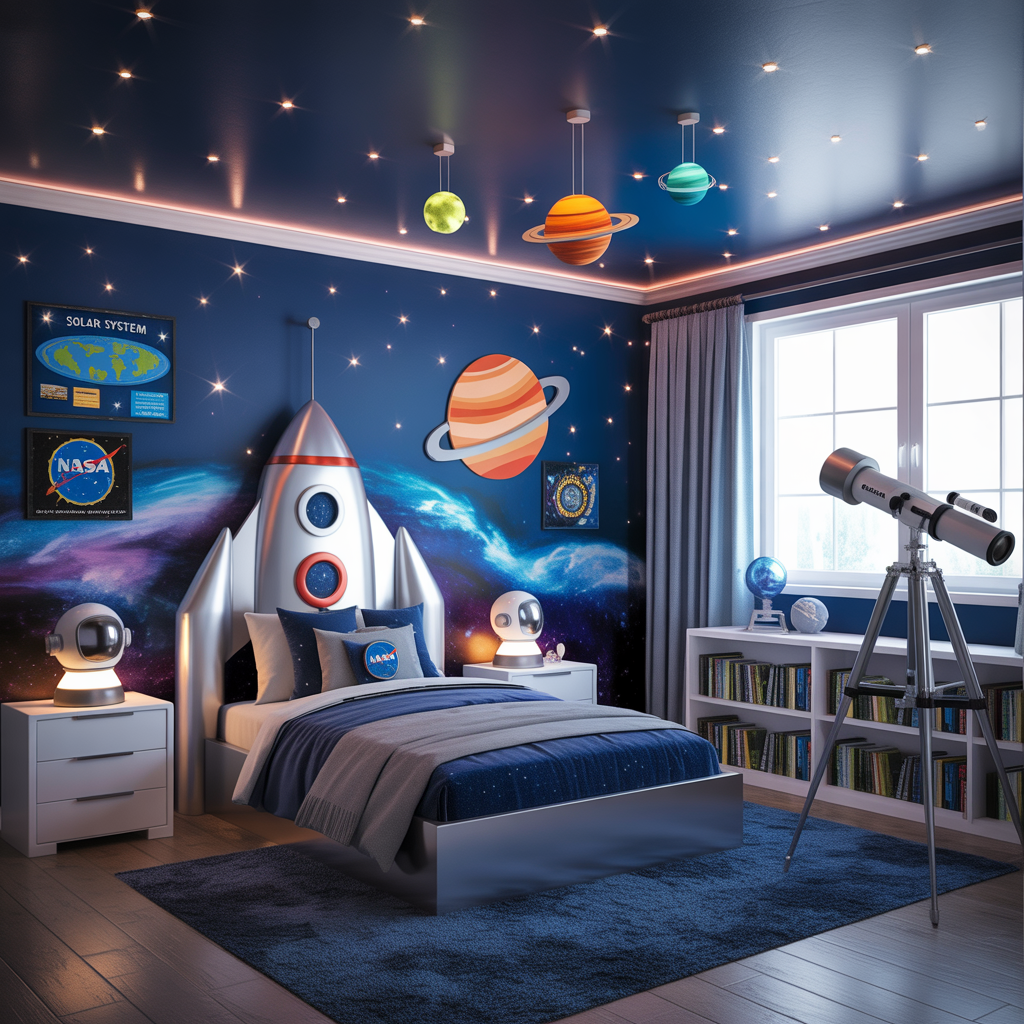 Space Themed Boys Bedroom