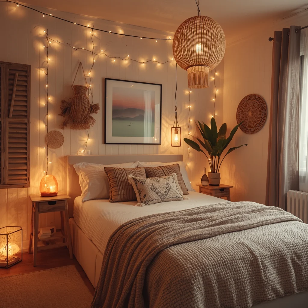 Boho Teen Girl Bedroom: 16 dreamy Ideas for a Whimsical, Free-Spirited Space 8 String Lights and Warm Lighting