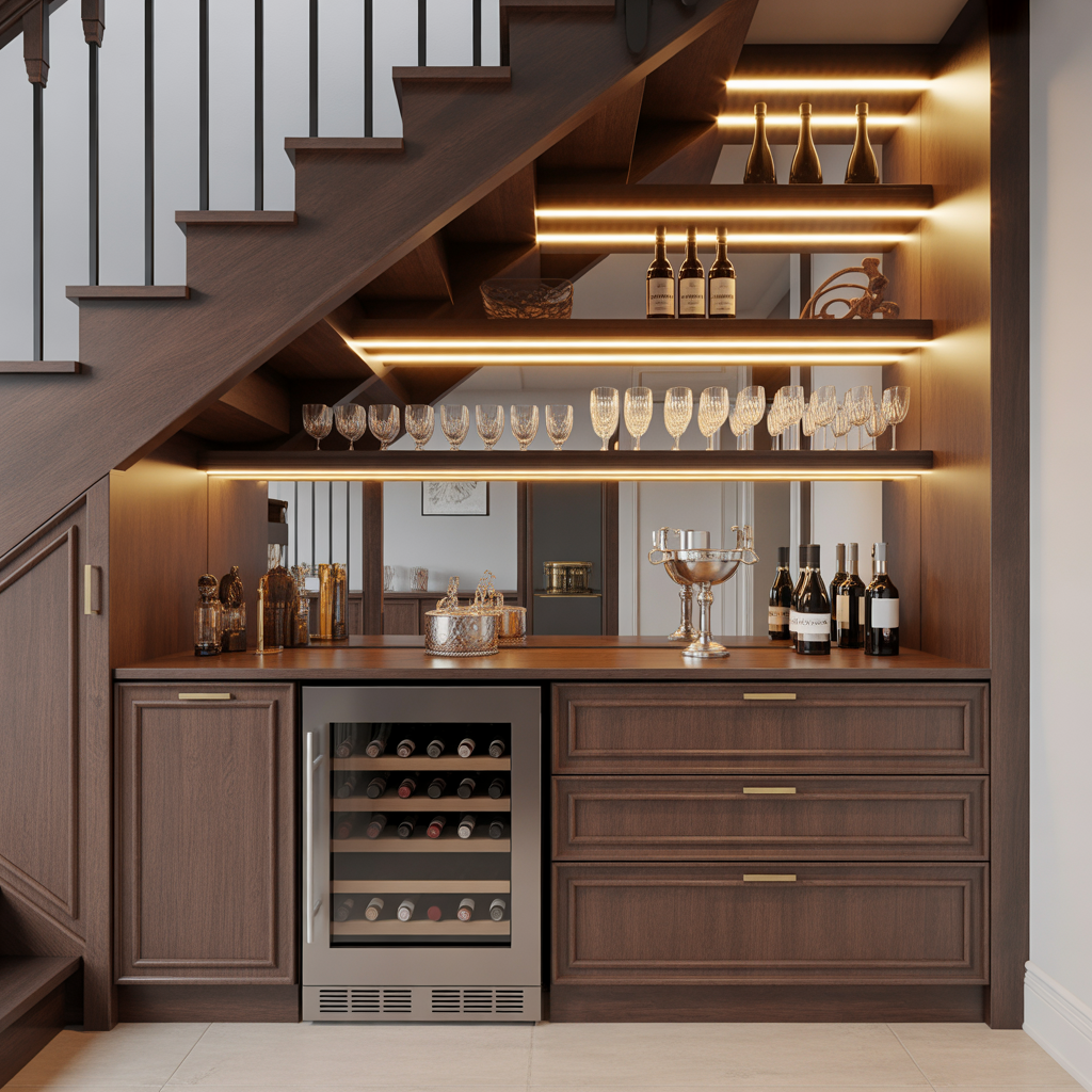 Under-Stair Bar Shelving