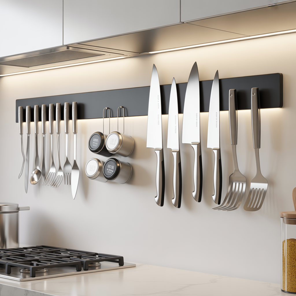 Use Magnetic Strips for Utensils and Knives
