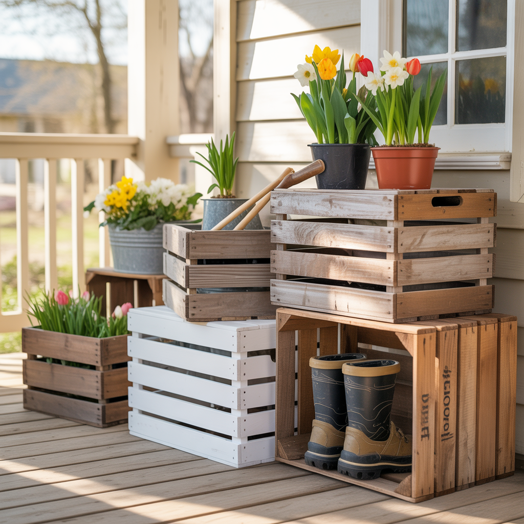 Use Wooden Crates for Storage and Display