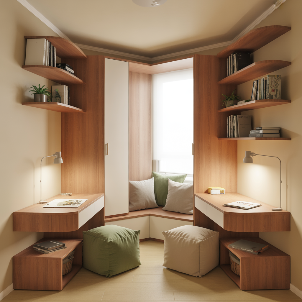 Small Shared Bedroom : 15 Creative Ways to Maximize Space and Style 11 Utilizing Corners Efficiently