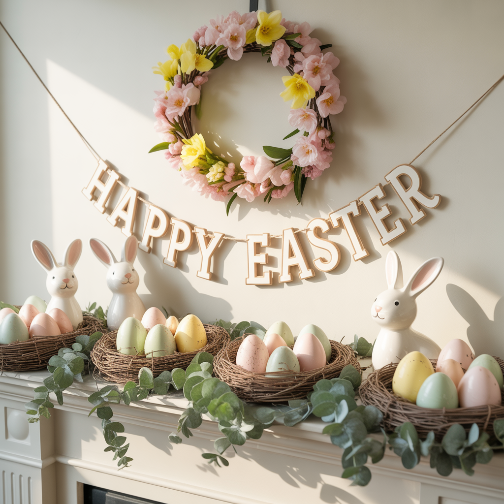Whimsical Easter-Inspired Mantel