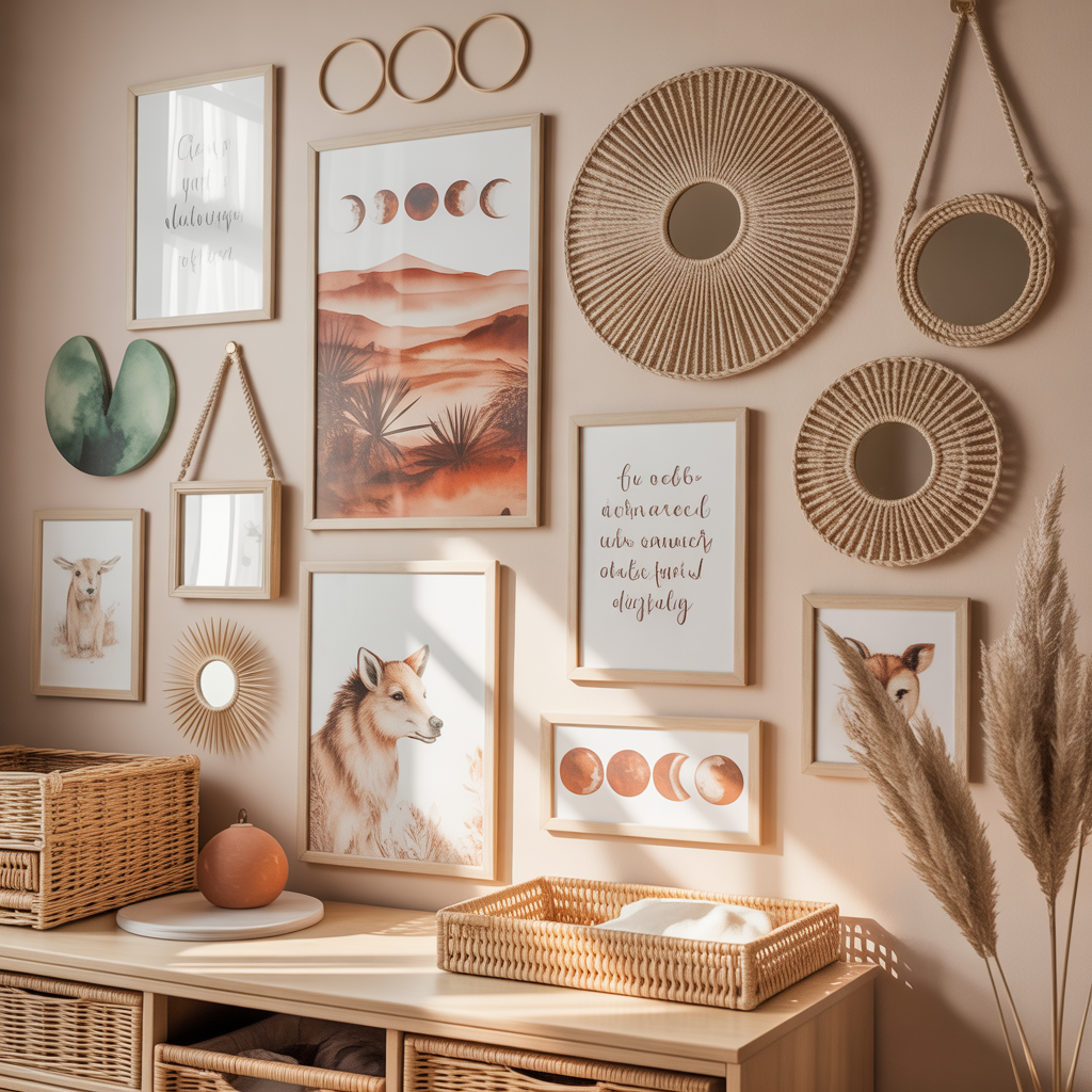 Boy Boho Nursery: 15 Dreamy Ideas for a Serene and Stylish Space 7 Whimsical Wall Decor with Personality