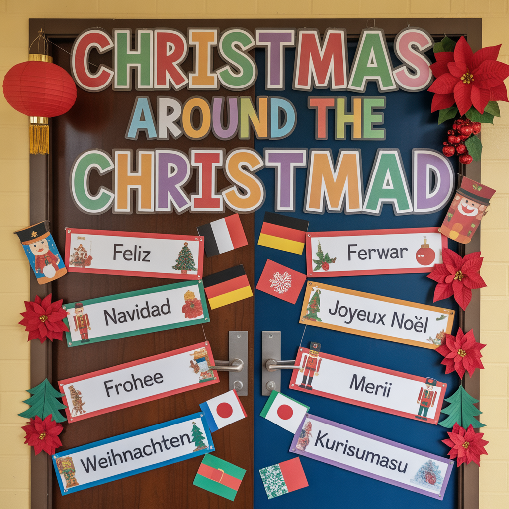 Around the World Christmas Door