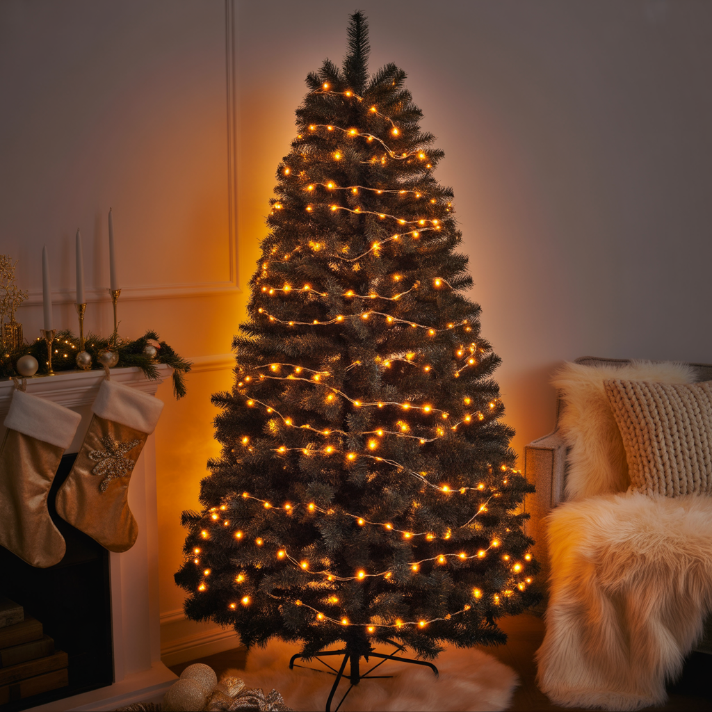 Black Tree with Warm Lights for Cozy Ambience
