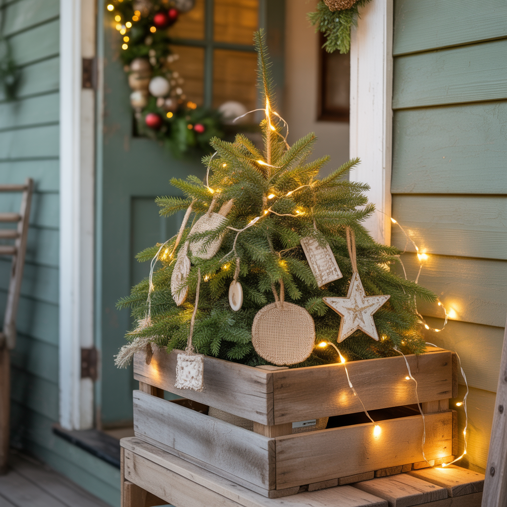 Christmas Tree in a Wooden Crate