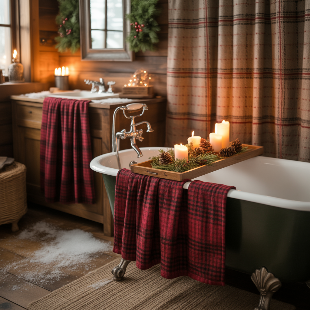 Cozy Cabin Christmas Bathroom