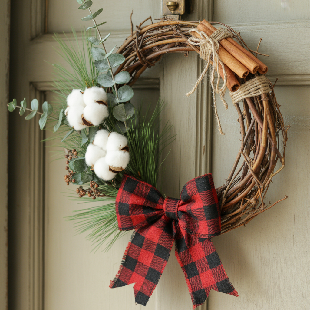 Rustic Cabin Christmas Decor :20 Ideas to Create a Warm and Magical Holiday Retreat 6 Farmhouse-Style Wreaths