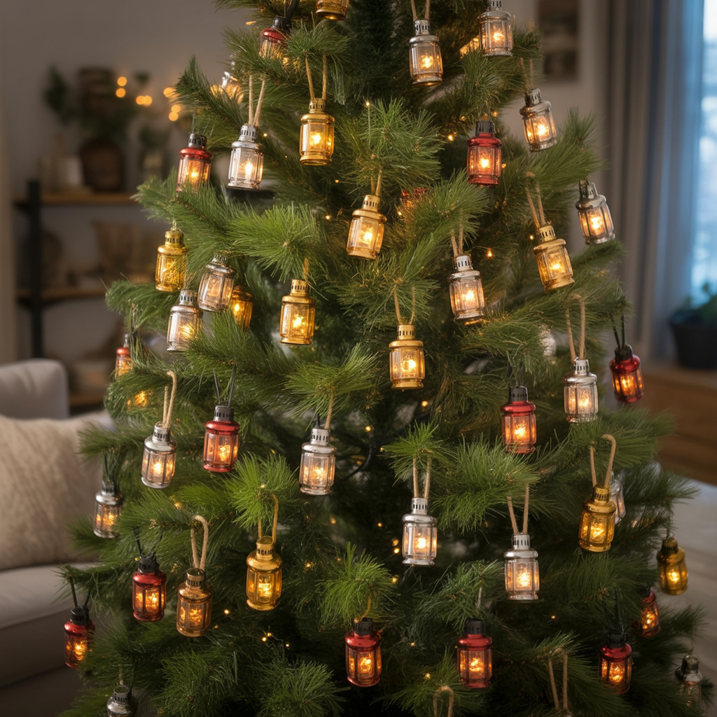 Christmas Lanterns :20 Magical Ways to Illuminate Your Holiday Decor 4 Hanging Lanterns on the Christmas Tree