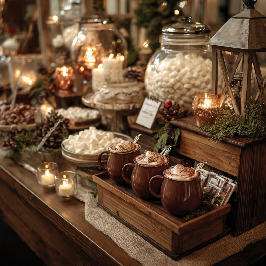 Christmas Mini Session Indoor Photoshoots : 20 Heartwarming Concepts for Magical Holiday Memories 10 Hot Cocoa Bar Setup