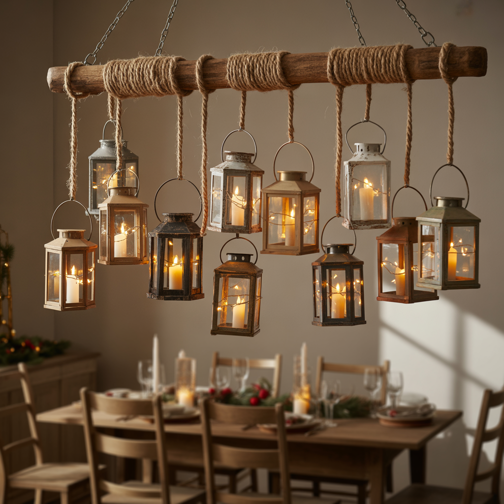 Christmas Lanterns :20 Magical Ways to Illuminate Your Holiday Decor 12 Lantern Chandelier Over the Table