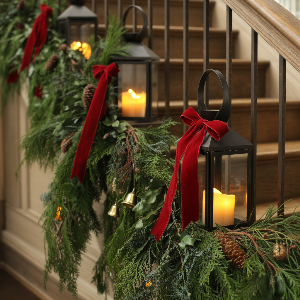 Christmas Lanterns :20 Magical Ways to Illuminate Your Holiday Decor 5 Lanterns with Evergreen Garlands