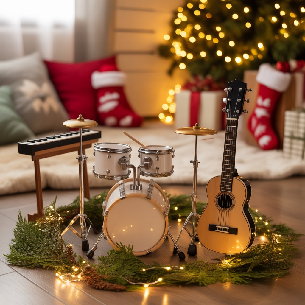 Christmas Mini Session Indoor Photoshoots : 20 Heartwarming Concepts for Magical Holiday Memories 16 Little Drummer Boy or Music-Themed Setup