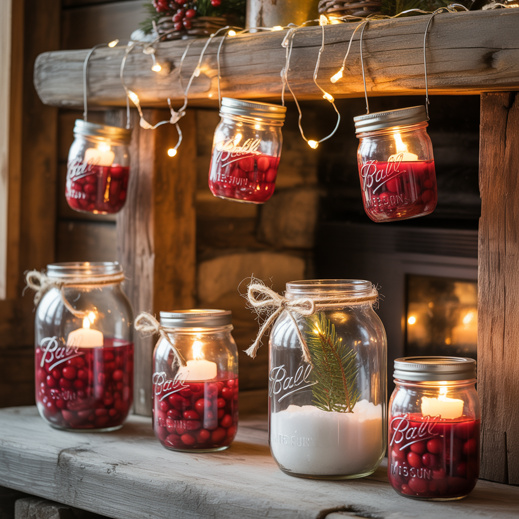 Rustic Cabin Christmas Decor :20 Ideas to Create a Warm and Magical Holiday Retreat 3 Mason Jar Magic