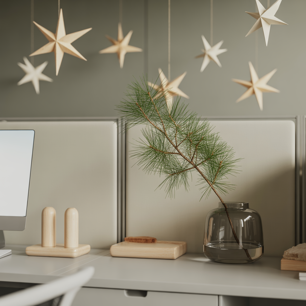 Christmas Cubicle Decor: 20 Heartwarming to Bring Joy and Festive Cheer to Your Workspace 19 Minimalist Scandinavian Design