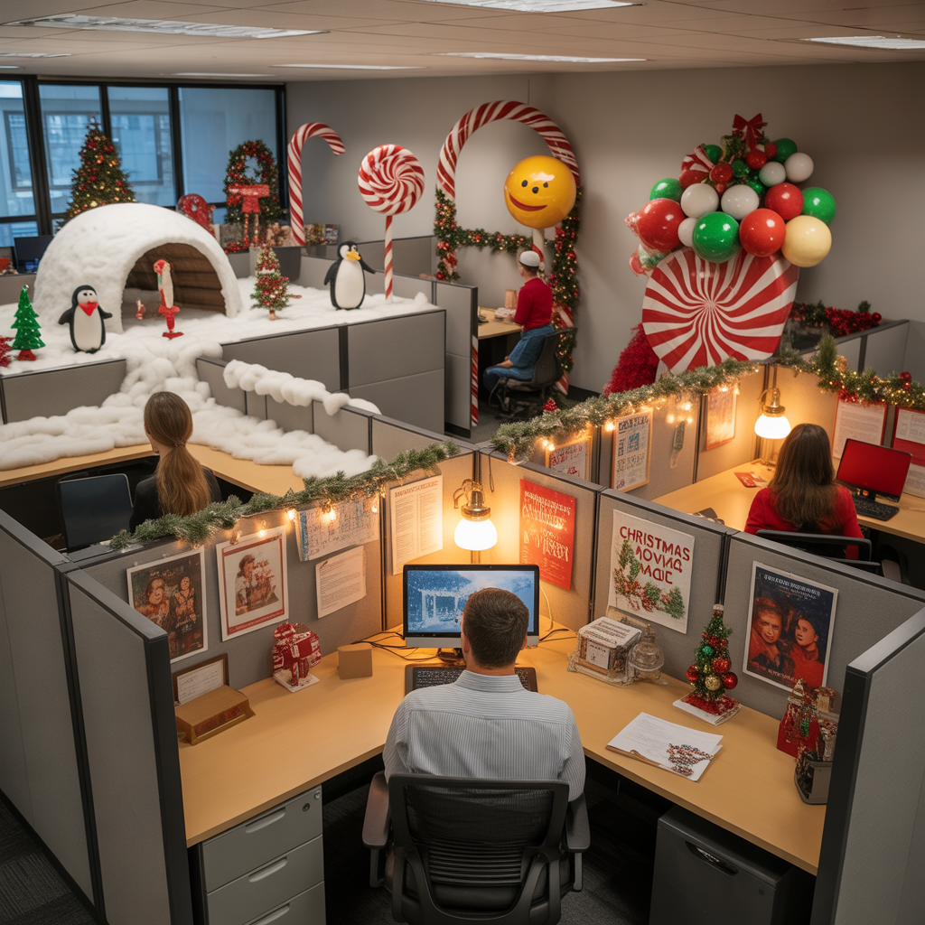 Christmas Cubicle Decor: 20 Heartwarming to Bring Joy and Festive Cheer to Your Workspace 20 Office-Wide Theme Collaboration