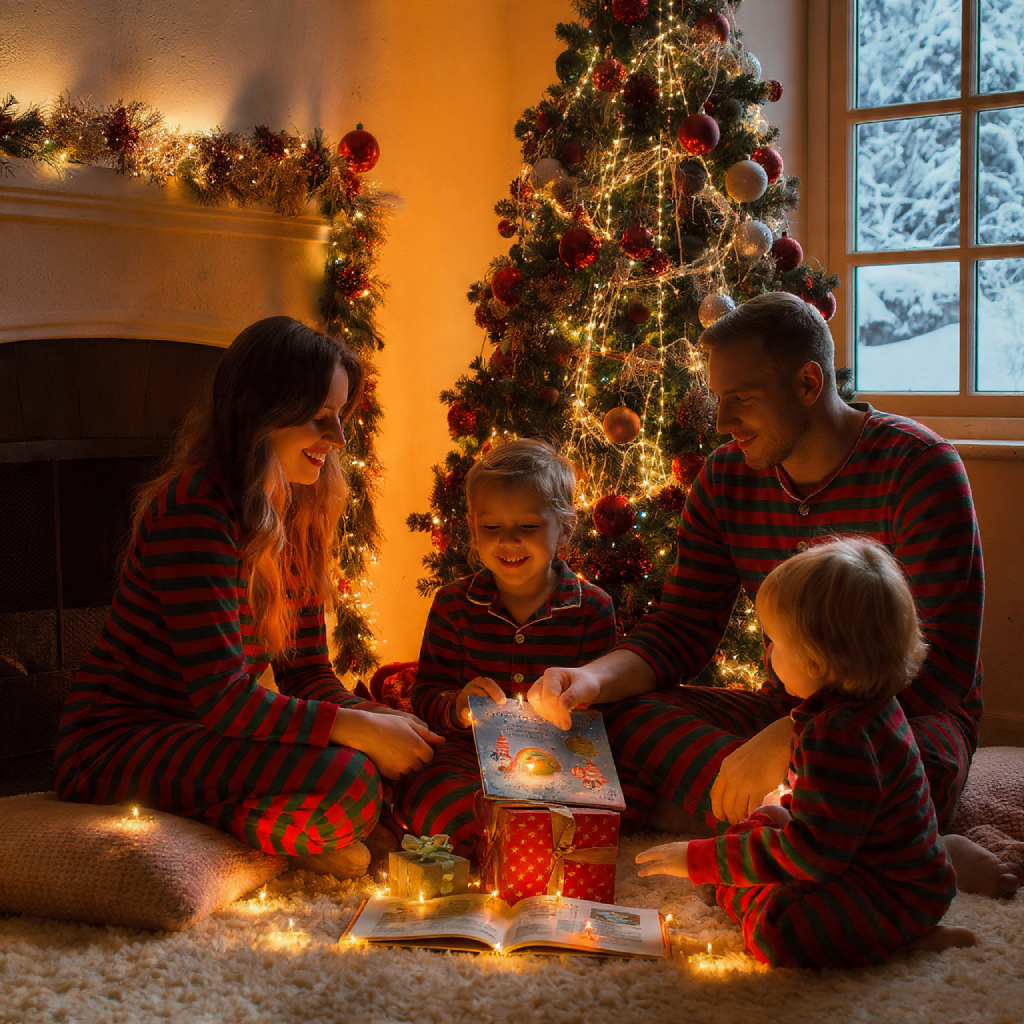 Christmas Mini Session Indoor Photoshoots : 20 Heartwarming Concepts for Magical Holiday Memories 5 Pajama Party by the Tree