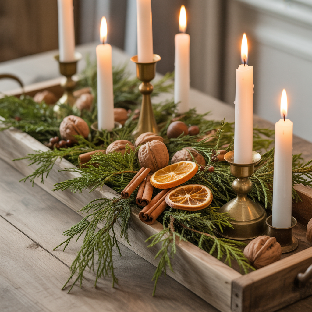 Rustic Elegance with Evergreen and Candles