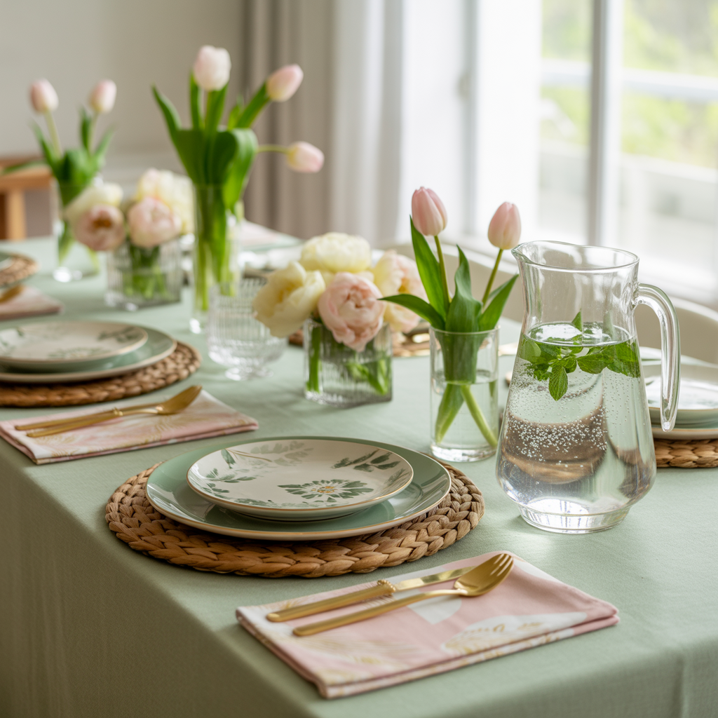 Sage Green Table for Spring Brunch