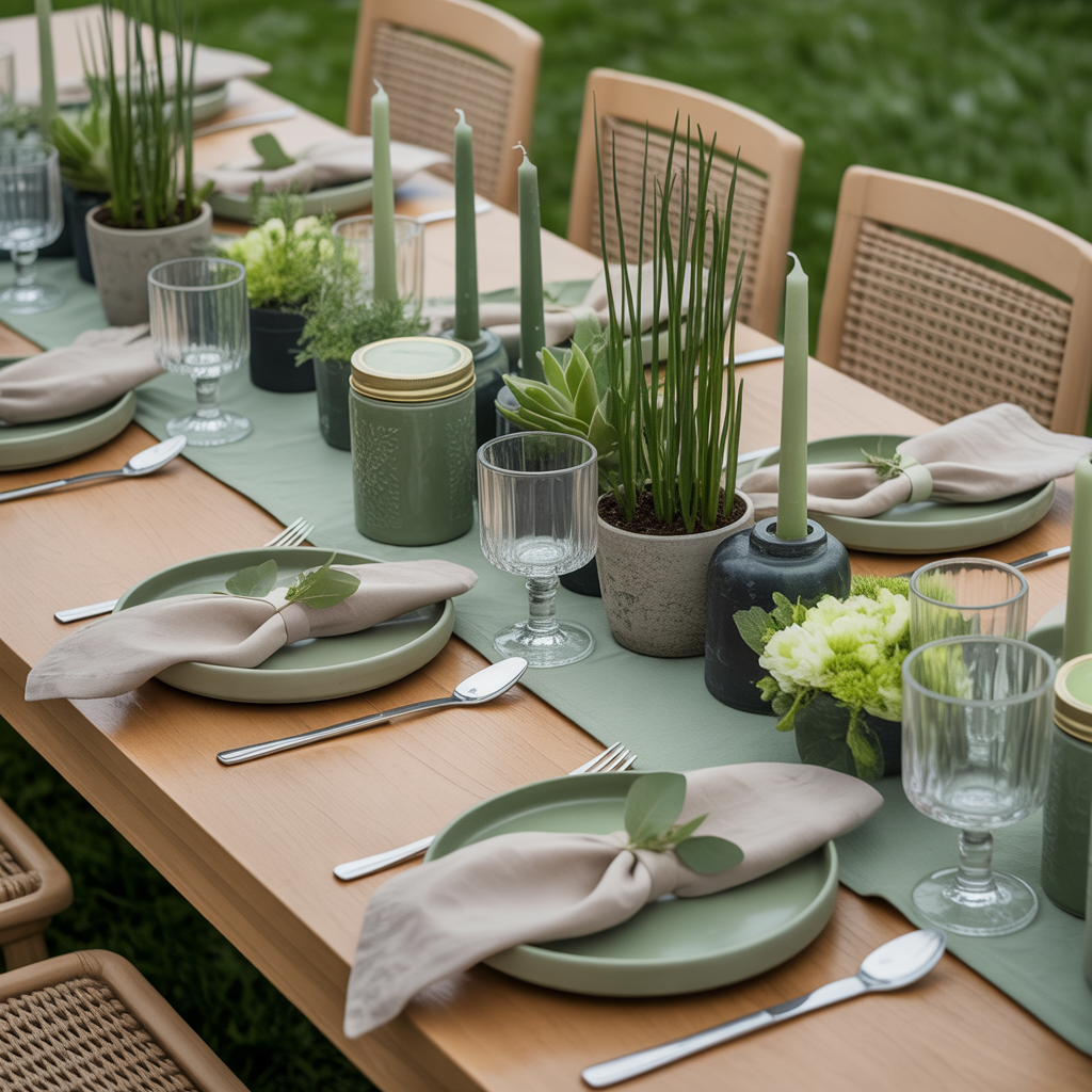 Sustainable Sage Green Table Decor