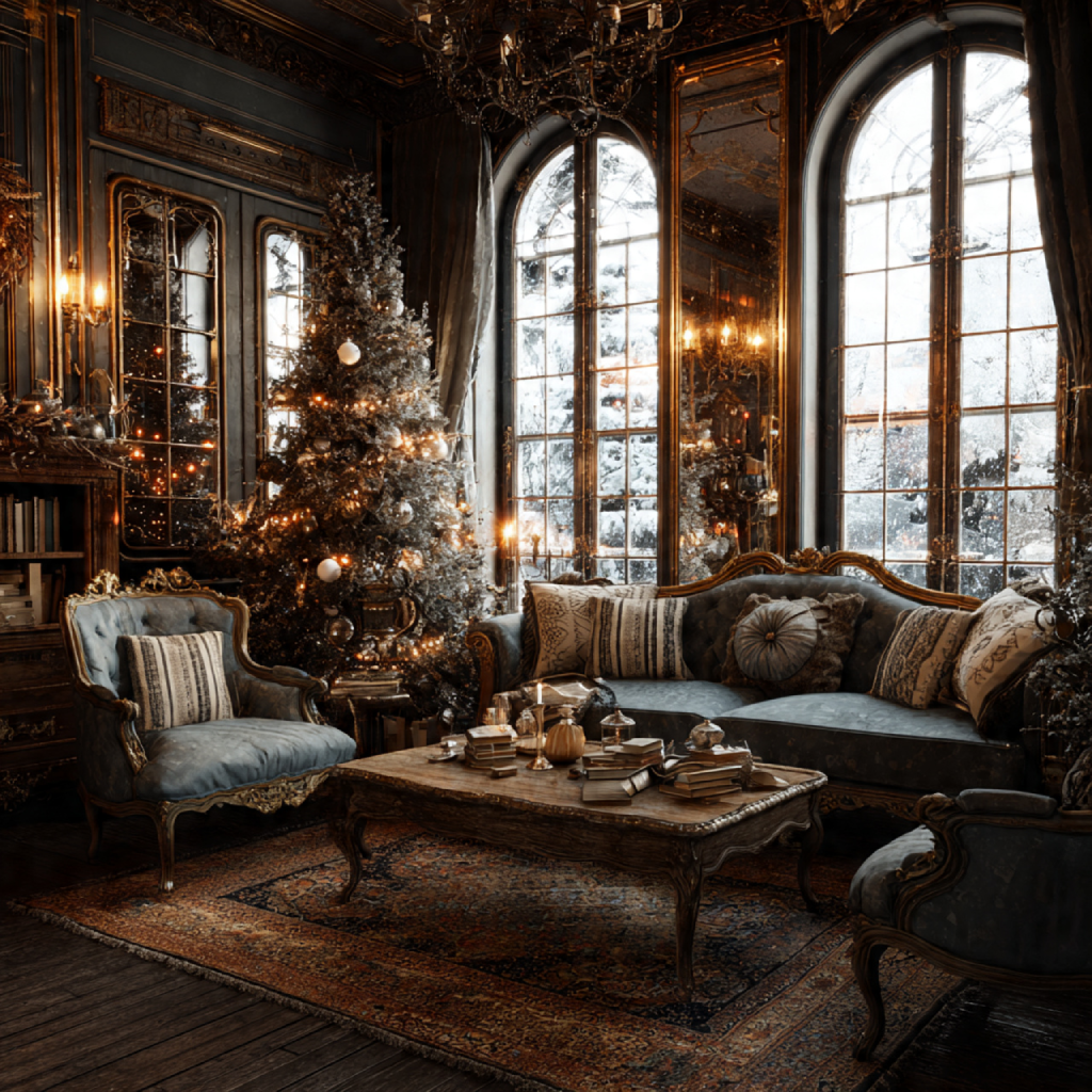 Christmas Mini Session Indoor Photoshoots : 20 Heartwarming Concepts for Magical Holiday Memories 8 Vintage Christmas Living Room