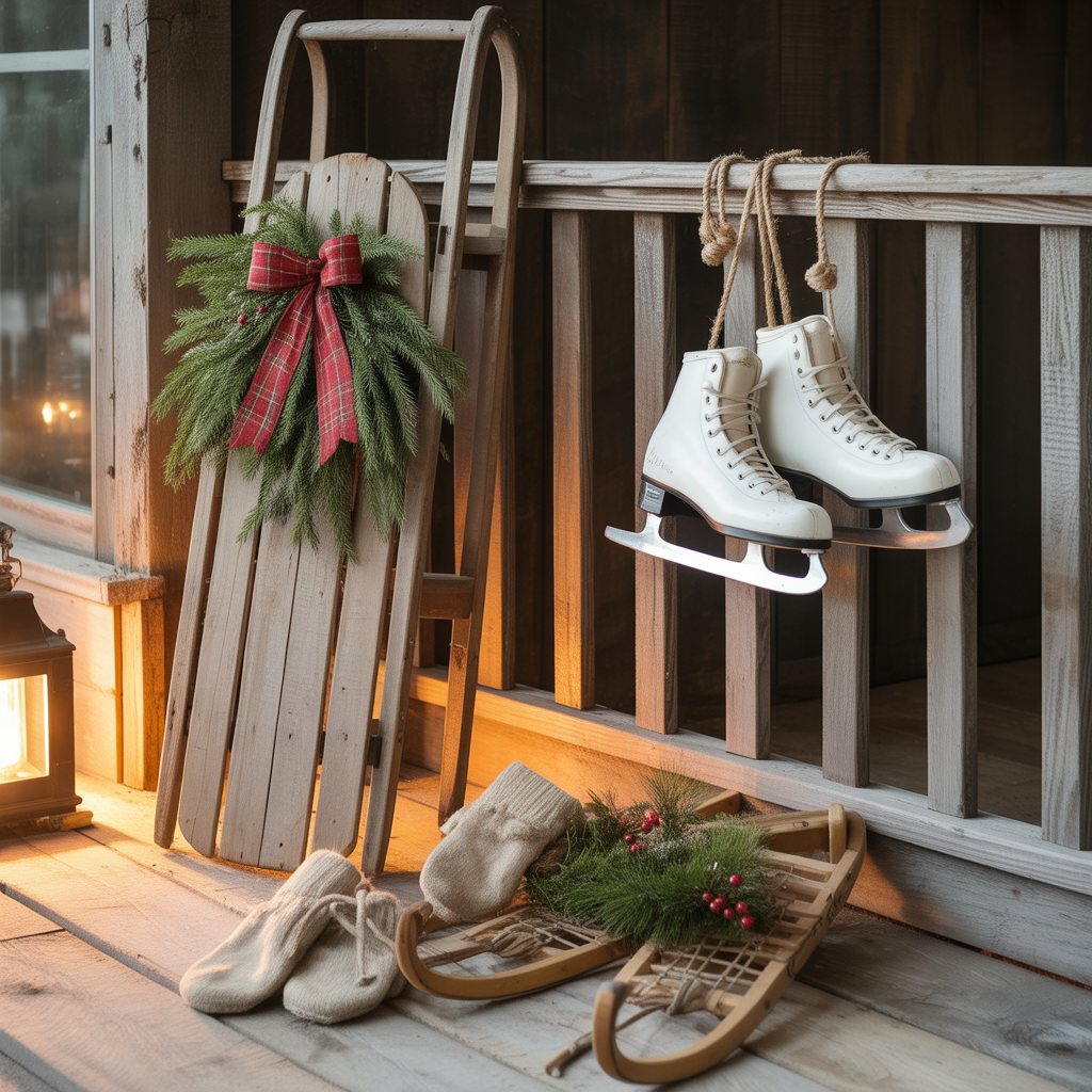 Vintage Sleighs and Skates for Nostalgic Charm
