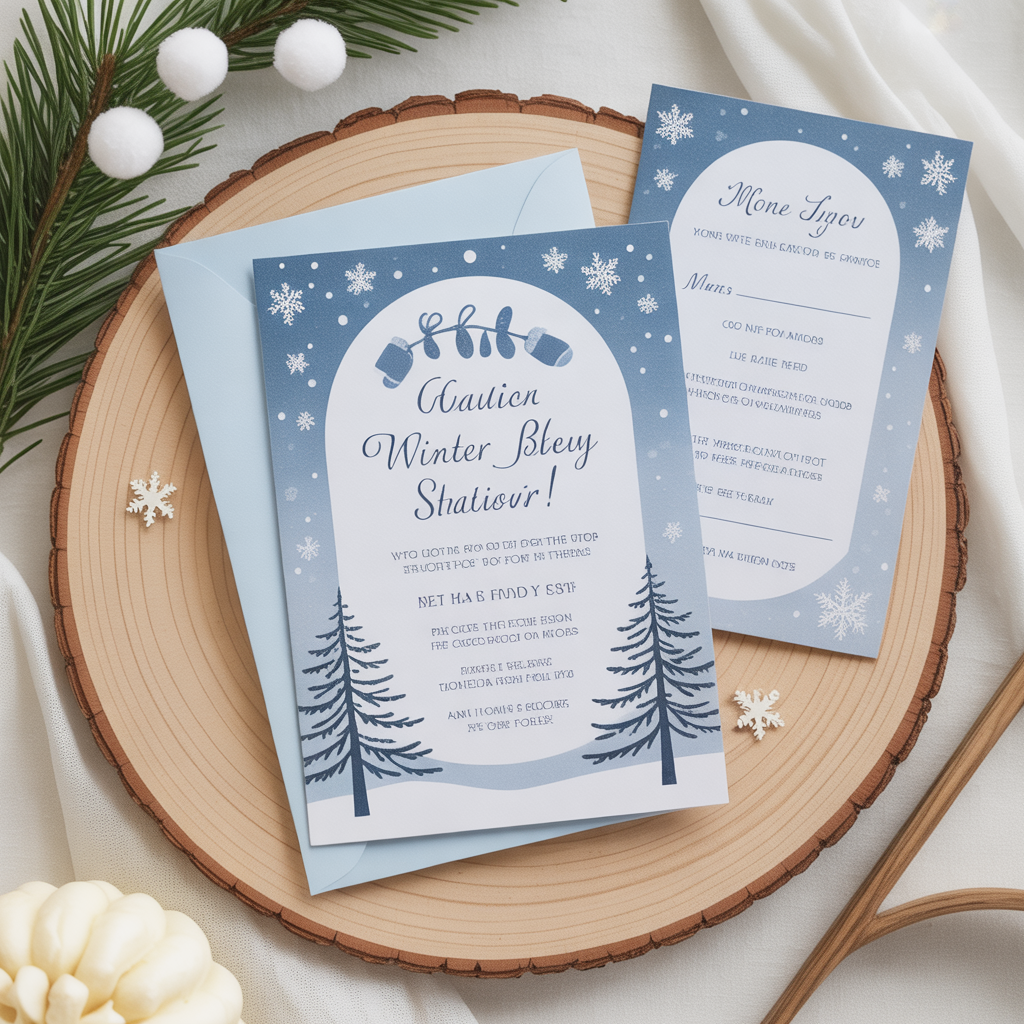 Winter Baby Shower: 20 Magical Ideas for a Cozy and Enchanting Celebration 19 Winter-Themed Invitations and Stationery