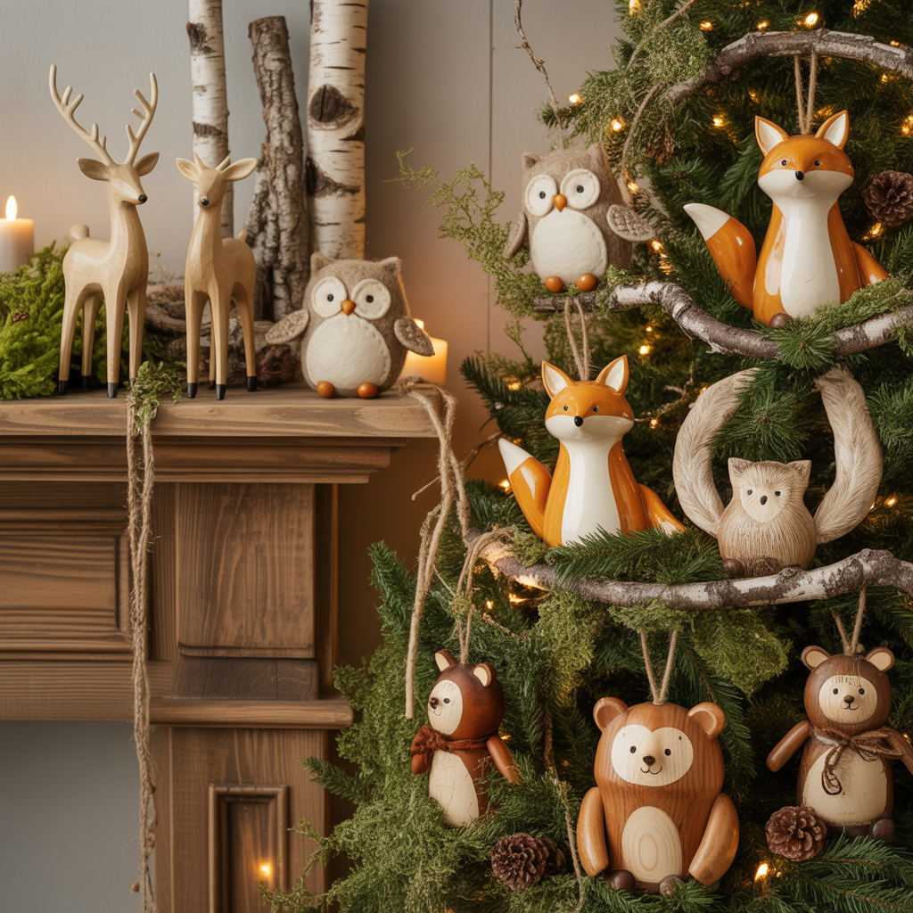 Rustic Cabin Christmas Decor :20 Ideas to Create a Warm and Magical Holiday Retreat 11 Woodland Animal Ornaments