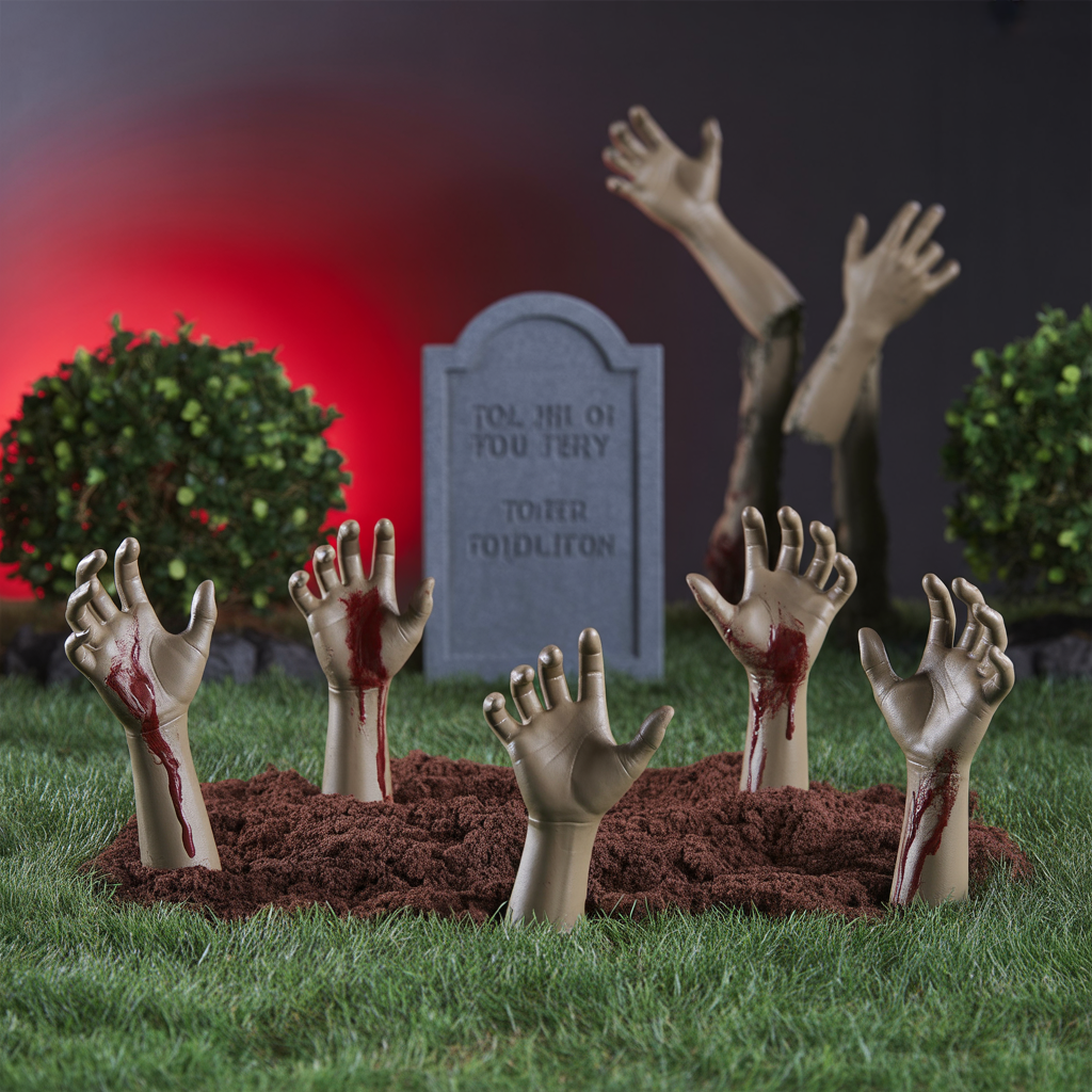 Zombie Hands Rising from the Ground