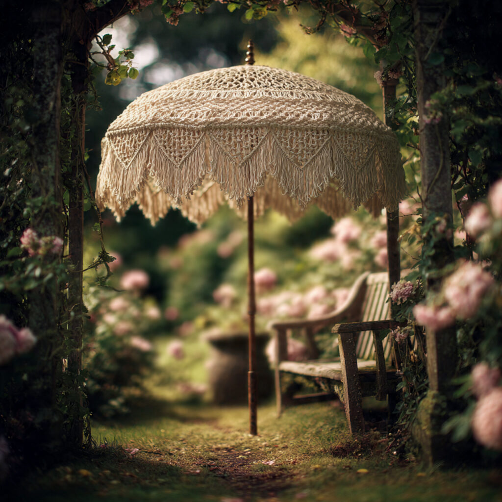 Macramé-Detailed Umbrella for Textural Beauty