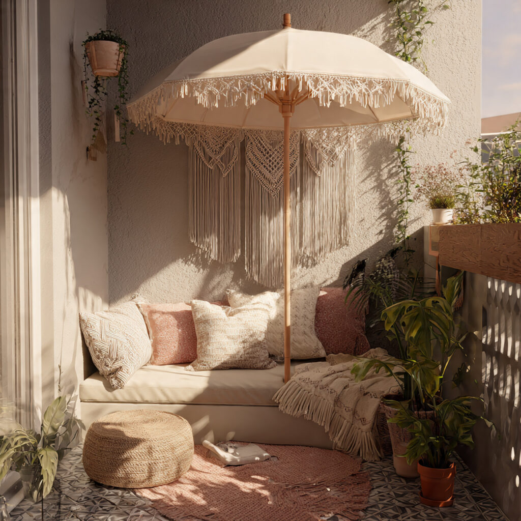 Small Boho Umbrella for Balcony Nooks