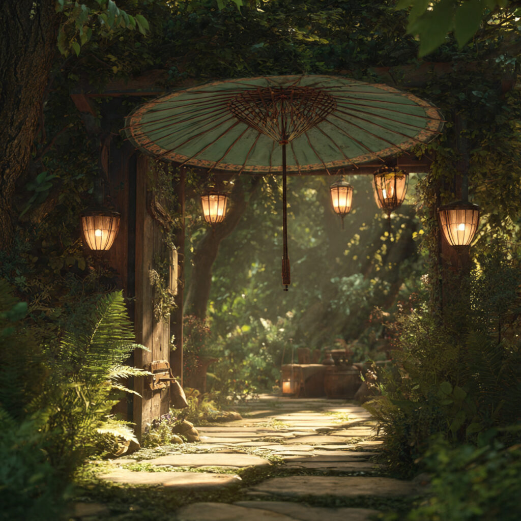 Boho Umbrella for Garden Pathways or Entryways