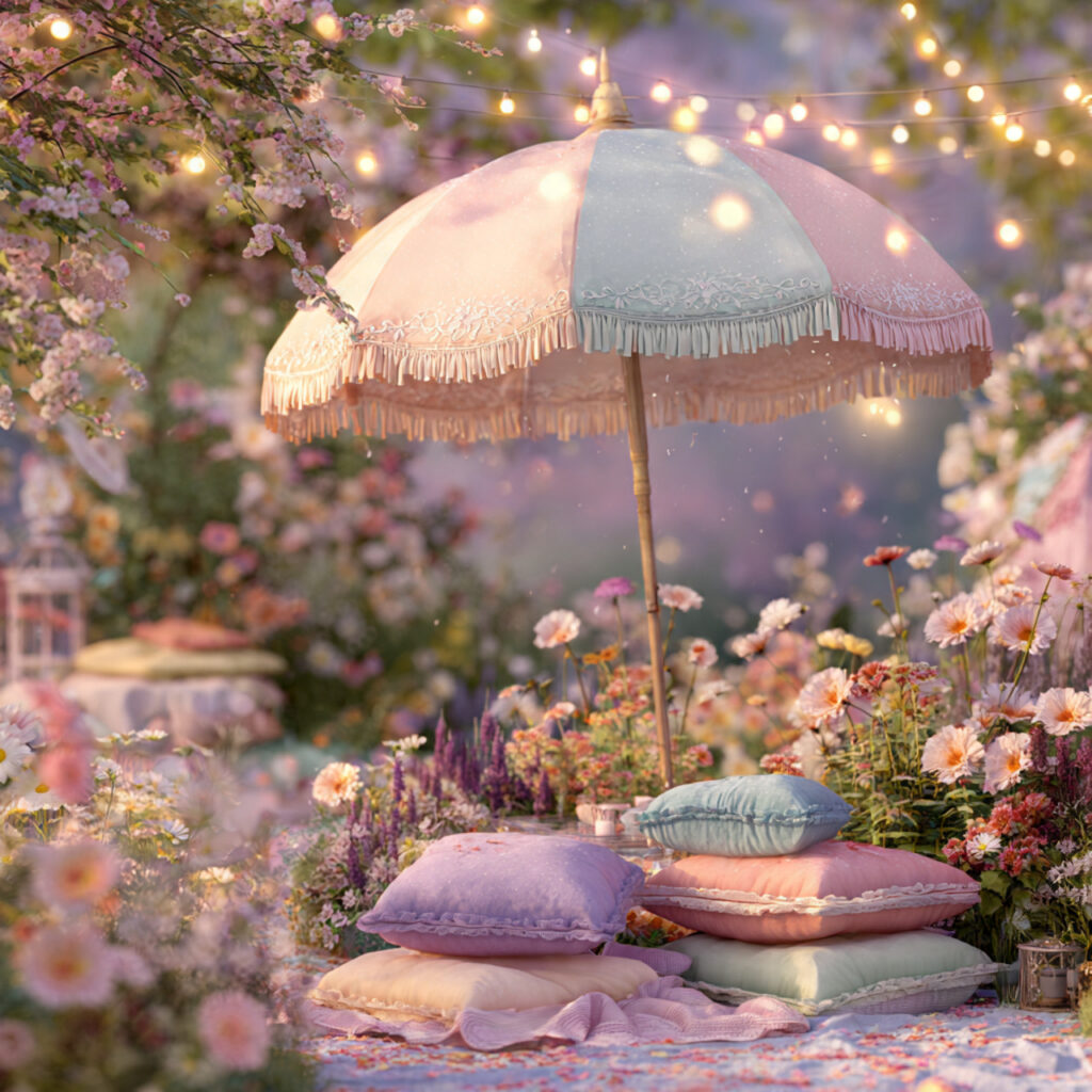 Pastel Boho Umbrella for Soft Romantic Décor