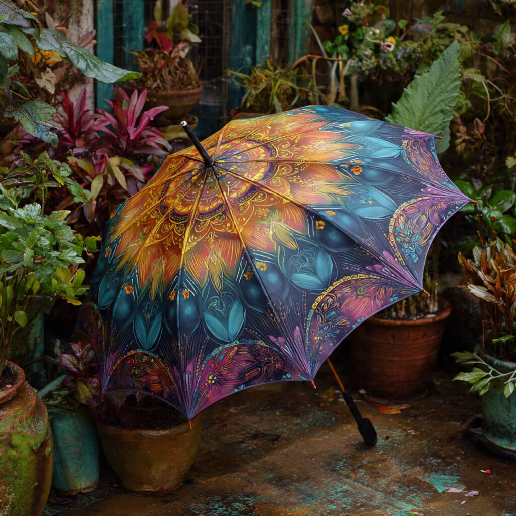 Boho Umbrella With Hand-Painted Designs for Artistic Homes