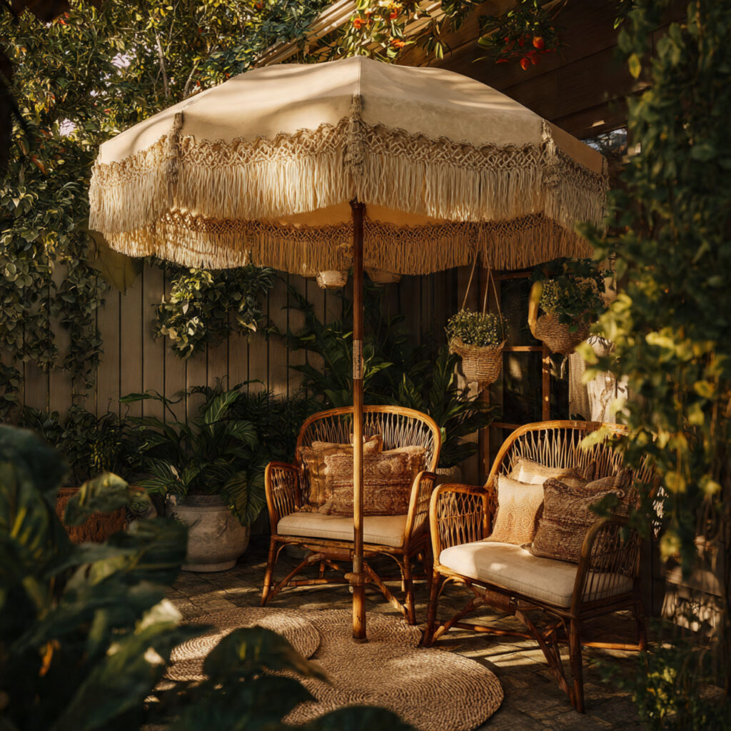 Boho Fringe Umbrella for Cozy Outdoor Corners