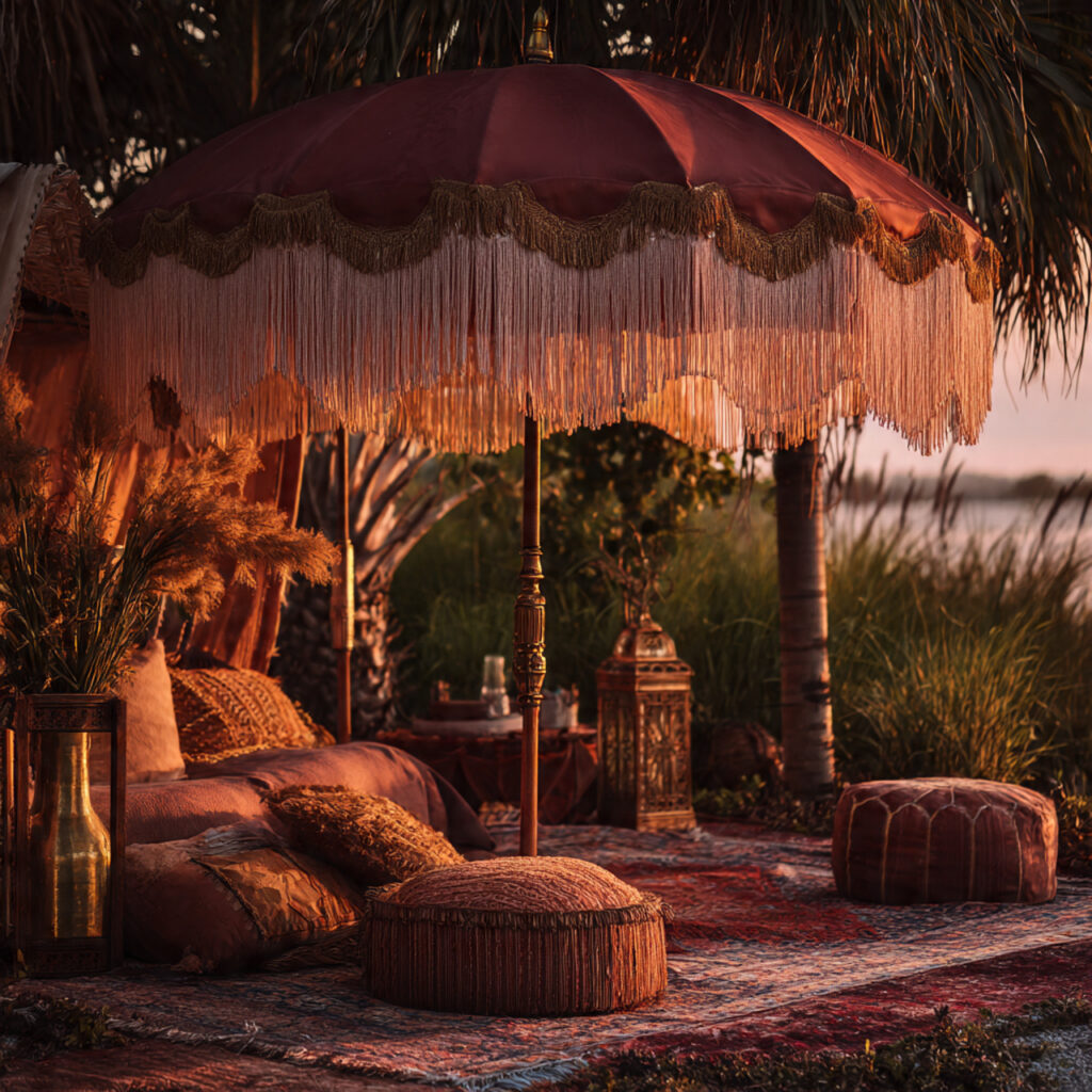 Layered Fringe Umbrella for Dramatic Boho Texture