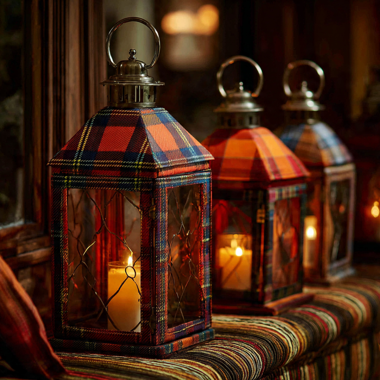 plaid ribbon lantern decor image